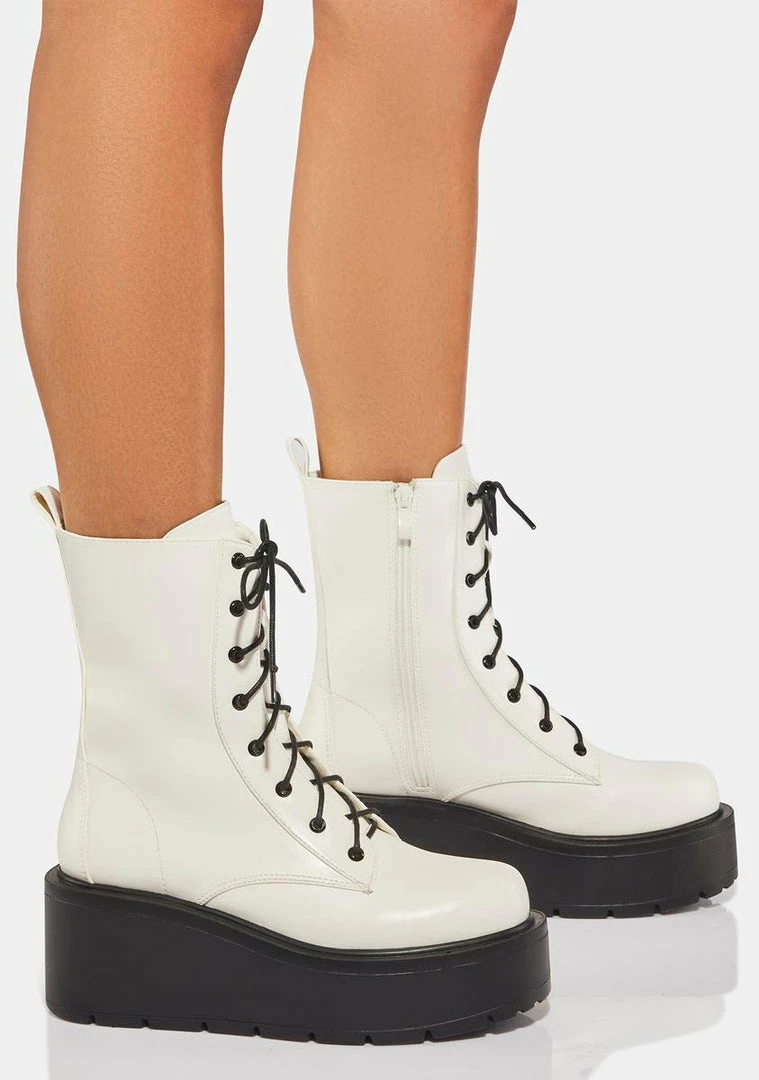Best deal โญ Koi Footwear ๐ฅพ Boots & Booties White Talos Platform Combat ๐ฅพ Boots ๐ 4 Koi Footwear Boots & Booties White Talos Platform Combat Boots
