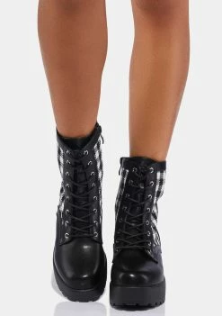 Koi Footwear Boots & Booties Gingham Patch Combat Boots