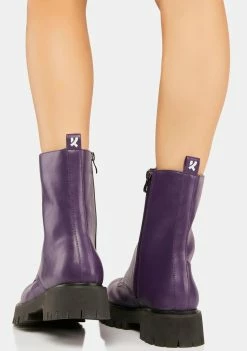 Koi Footwear Purple Anchor Combat Boots