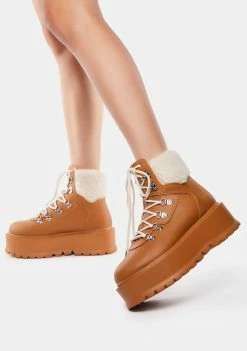 Koi Footwear Brown Kaldor Platform Hiker Boots Combat Boots