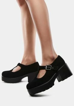 Koi Footwear Black Faux Suede Sai Mary Janes