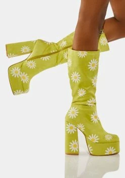 Koi Footwear Platforms Chartreuse Crazy Daisy Platform Boots
