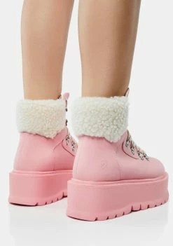 Koi Footwear Combat Boots Pink Kaldor Platform Hiker Boots