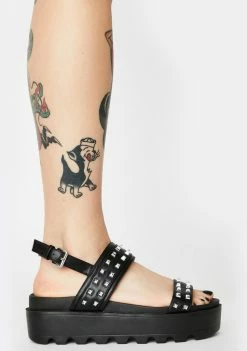 Koi Footwear Black Studded Sitri Chunky Platform Sandals