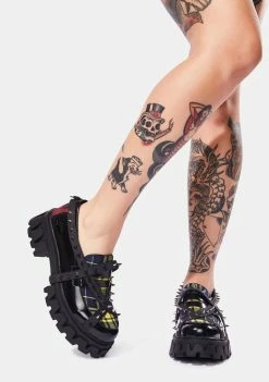 Koi Footwear Platforms Plaid Oscillator Spiked Oxfords