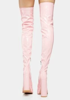 Koi Footwear Pink The Redemption Stretch Thigh High Boots