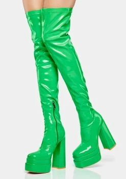 Koi Footwear Green The Redemption Stretch Thigh High Boots