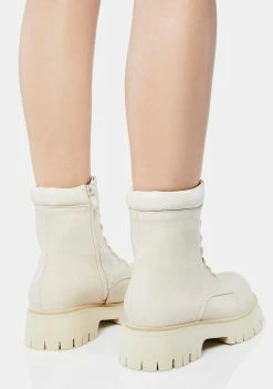 Koi Footwear Cream Redoran Padded Combat Boots