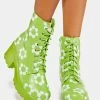 Koi Footwear Orchis Charm Green Flower Power Combat Boots