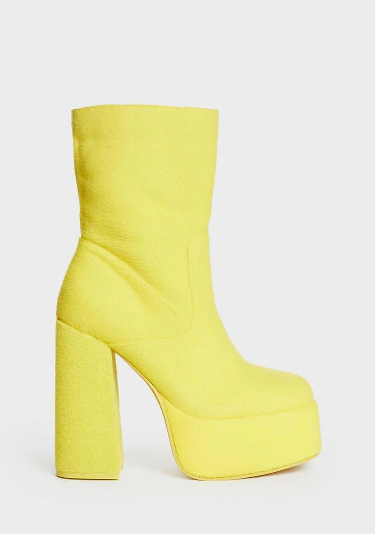 Deals 👍 Koi Footwear X Teletubbies Yellow Platform 🥾 Boots 🥰 3 Koi Footwear X Teletubbies Yellow Platform Boots