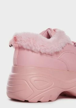 Koi Footwear Classic Sneakers Pink Fluffy Platform Sneakers