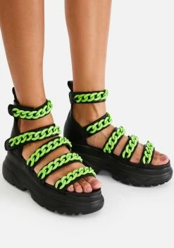 Koi Footwear Green Strident Chain Gladiator Sandals