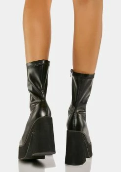 Koi Footwear Black Larkin Heeled Platform Boots Boots & Booties