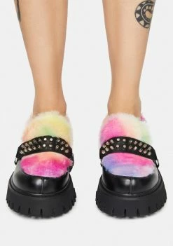 Koi Footwear Studded Furry Oxfords