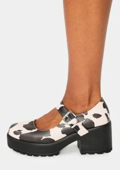 Koi Footwear Platforms Pink Nettie Cow Print Mary Janes
