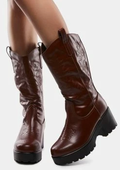 Koi Footwear Brown Wintu Chunky Western Boots