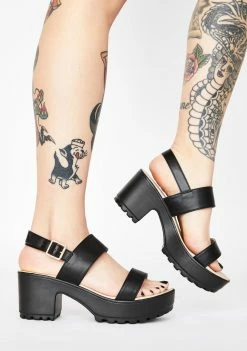 Hot Sale β€οΈ Koi Footwear Black Cleated Platform π©΄ Sandals Platforms π 7 Koi Footwear Black Cleated Platform Sandals Platforms