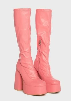 Koi Footwear Knee High Boots Coral Restless Riser Platform Long Boots
