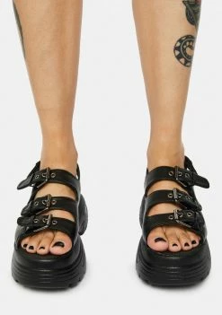 Koi Footwear Black Out My Way Platform Sandals