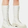 Koi Footwear Combat Boots Cream River Sake Long Boots