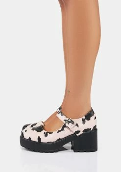 Koi Footwear Flats Pink Cow Print Tira Mary Janes