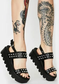 Koi Footwear Black Studded Sitri Chunky Platform Sandals