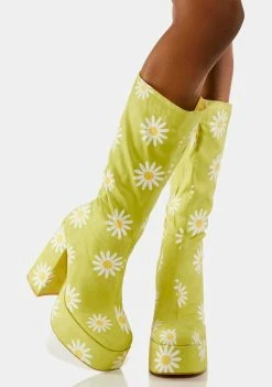 Koi Footwear Platforms Chartreuse Crazy Daisy Platform Boots