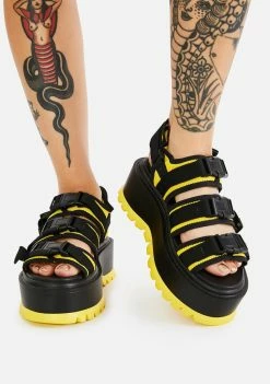 Koi Footwear Platforms Yellow Asteroid Matrix Platform Sandals