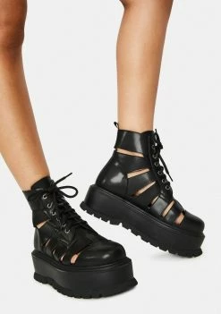 Koi Footwear Black Ancient Domain Strappy Platforms