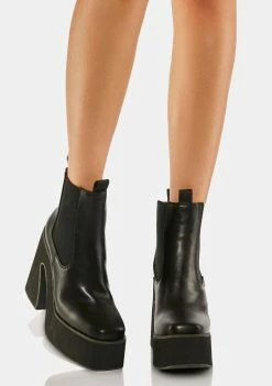 Koi Footwear Black Parva Heeled Platform Boots