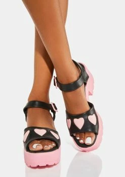 Koi Footwear Romance Rebel Pink Heart Sandals