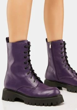 Koi Footwear Purple Anchor Combat Boots