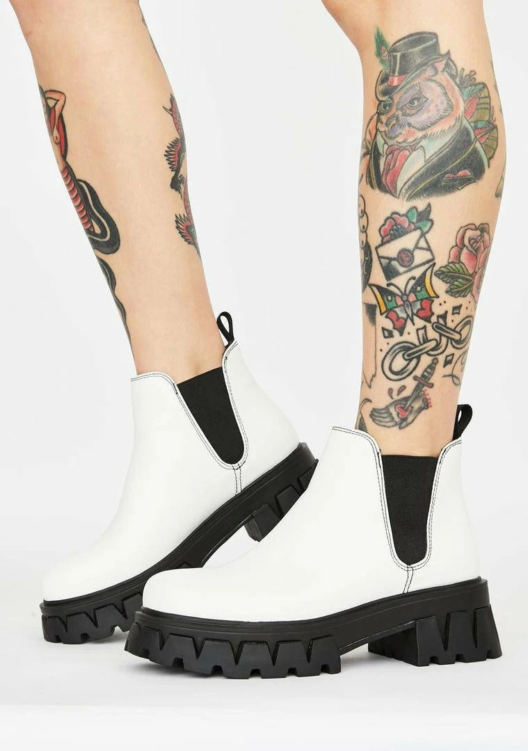 Coupon ๐ฅฐ Koi Footwear White Raptor Chelsea ๐ฅพ Boots Platforms โ๏ธ 3 Koi Footwear White Raptor Chelsea Boots Platforms