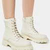 Koi Footwear Cream Redoran Padded Combat Boots