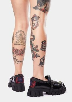 Koi Footwear Platforms Plaid Oscillator Spiked Oxfords