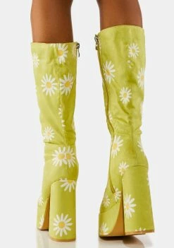 Koi Footwear Platforms Chartreuse Crazy Daisy Platform Boots