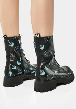 Koi Footwear Chrome Shrooms Lace-Up Combat Boots