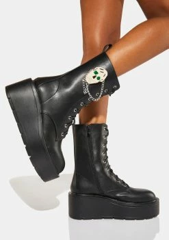 Koi Footwear Lace-Up Boots Yorick Mansion Platform Skull Boots