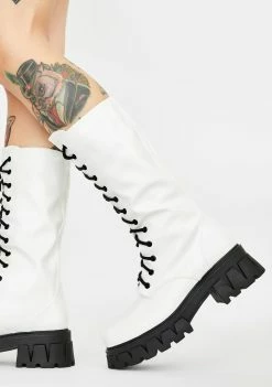 Koi Footwear White Trinity Patent Calf High Boots