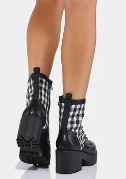 Koi Footwear Boots & Booties Gingham Patch Combat Boots