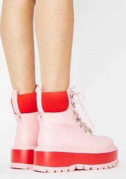 Koi Footwear Light Pink Hydra Platform Boots Platforms