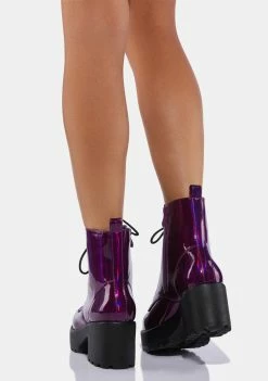 Koi Footwear Purple Gin Holographic Platform Boots Boots & Booties