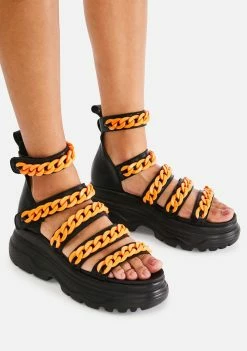 Koi Footwear Orange Strident Chain Gladiator Sandals