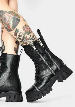 Koi Footwear Boots & Booties Kronos Snakeskin Combat Boots