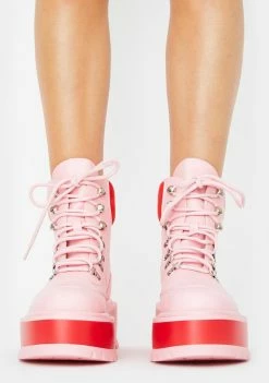 Koi Footwear Light Pink Hydra Platform Boots Platforms