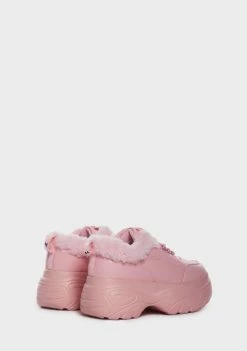 Koi Footwear Classic Sneakers Pink Fluffy Platform Sneakers