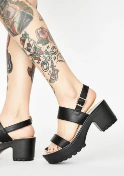 Koi Footwear Black Cleated Platform Sandals Platforms