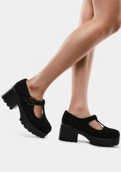 Koi Footwear Black Faux Suede Sai Mary Janes