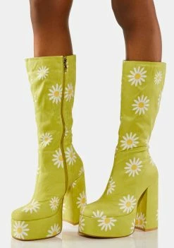 Koi Footwear Platforms Chartreuse Crazy Daisy Platform Boots