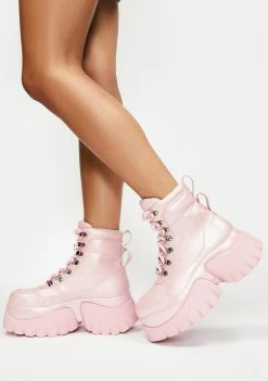 Koi Footwear Pink Gooey Platform Boots Platforms